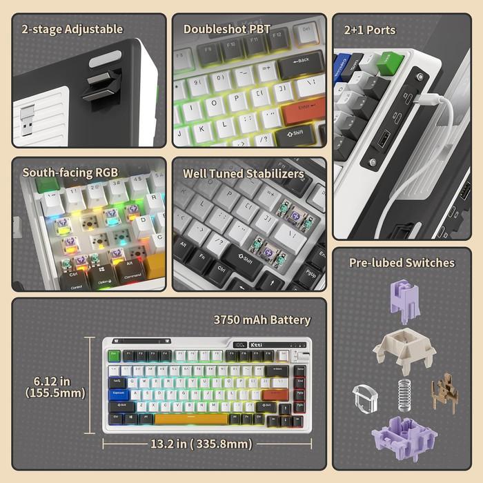 Royal Kludge KZZI K-75 / K75 PRO Hotswap Gasket Wireless 75% Mechanical Keyboard