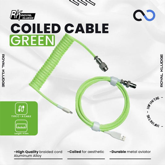 Royal Kludge Green / Hijau Muda Aviator Coiled Cable / Kabel Keyboard USB C