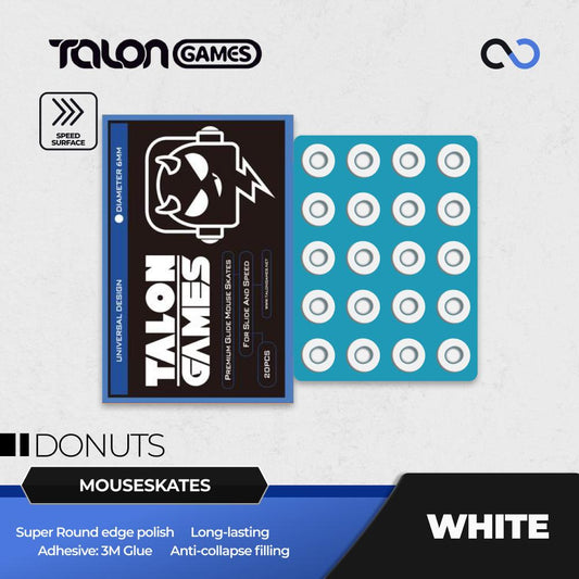 TALONGAMES White Donuts Universal Mouse Feet / Mouse Skate PTFE for Cloth Mouse pad (Hybrid)