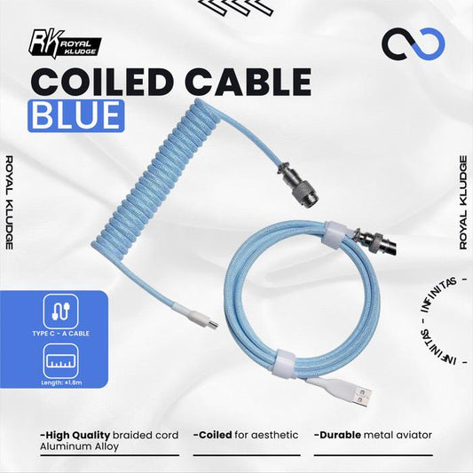 Royal Kludge Blue / Biru Aviator Coiled Cable Keyboard