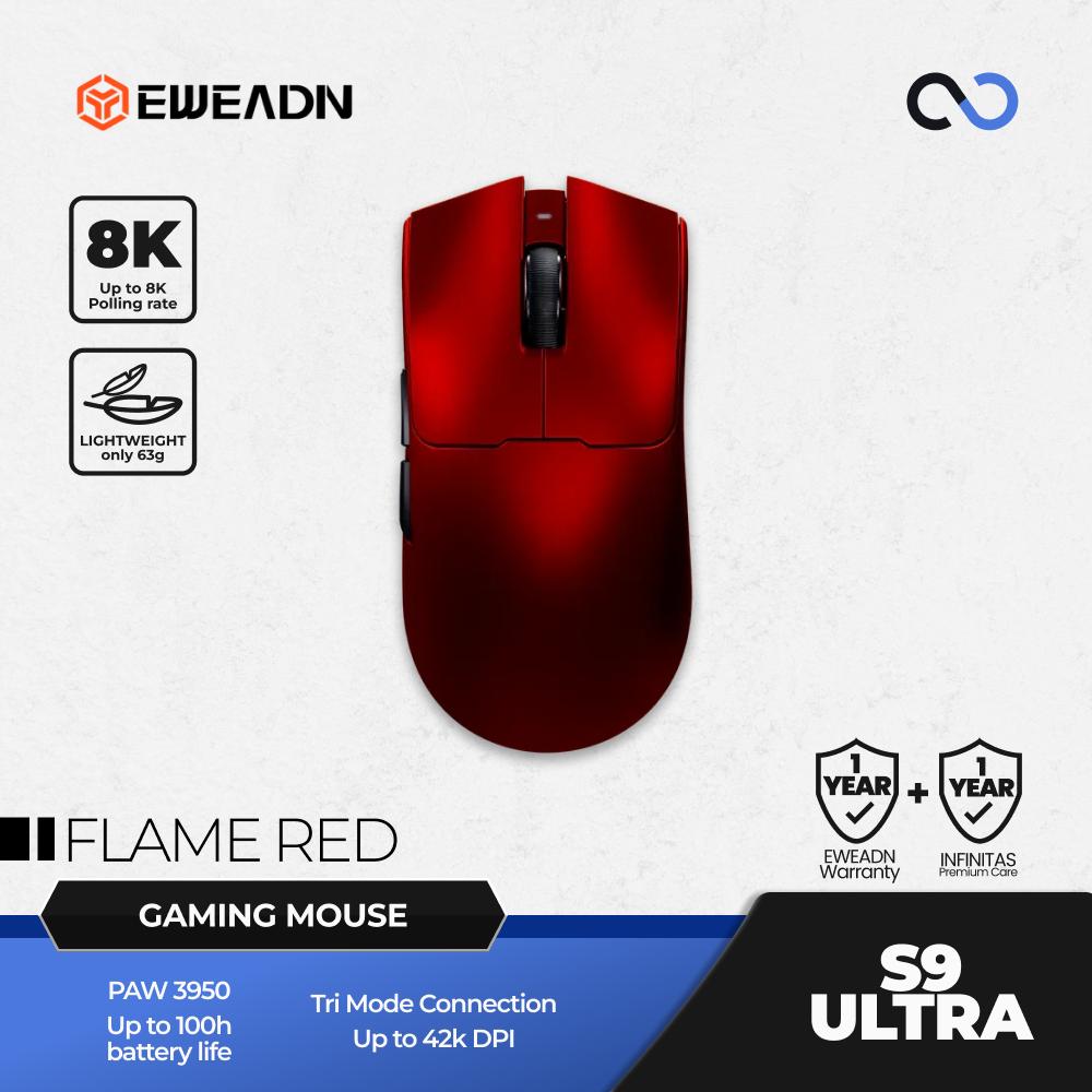 EWEADN S9 ULTRA 8K Wireless Light Weight PAW3950 ULTRA Gaming Mouse Viper V3 Shape