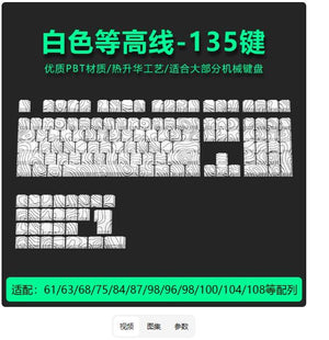 Infinitas Keycaps PBT White Topography Putih OEM Profile Dye Sub Keycap 135-Keys