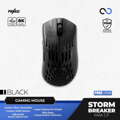 PWNAGE Stormbreaker Max CF 8k Wireless Ultra Light Carbon Fiber Ergonomic Gaming Mouse