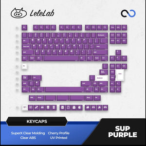 LeleLab Supsup Purple Transparent Keycaps Cherry Profile UV Printed ABS Keycap 138-Keys