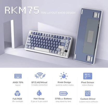 Royal Kludge RK-M75 / RKM75 Hotswap Gasket Wireless 75% Mechanical Keyboard