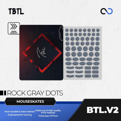 TBTL BTL V2 Rock Gray Dots Universal Mouse Feet / Mouse Skate PTFE for Cloth Mouse pad (Speed)