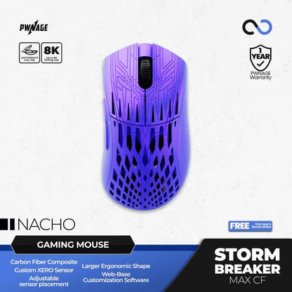 PWNAGE Stormbreaker Max CF 8k Wireless Ultra Light Carbon Fiber Ergonomic Gaming Mouse