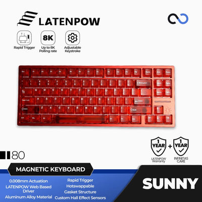 Latenpow Sunny 80HE 8K Hall Effect 80% Magnetic Keyboard Rapid Trigger SOCD DKS Wooting 80HE