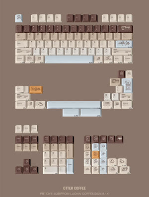 FBB Otter Coffee Keycaps Cherry Profile Dye sub PBT Keycap 145-Keys
