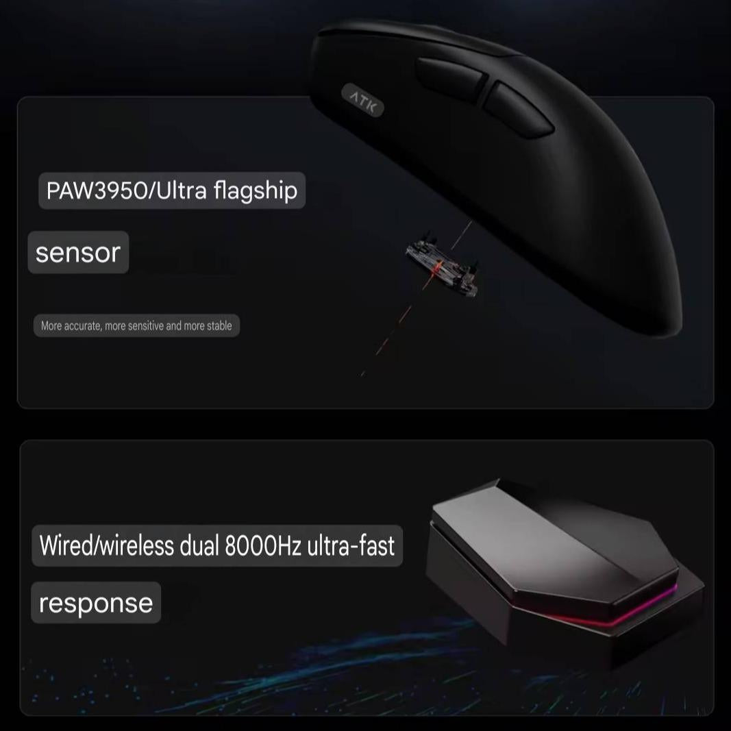 VGN ATK Z1 Ultra 8K Wireless Ultra Light Weight Ergonomic Gaming Mouse